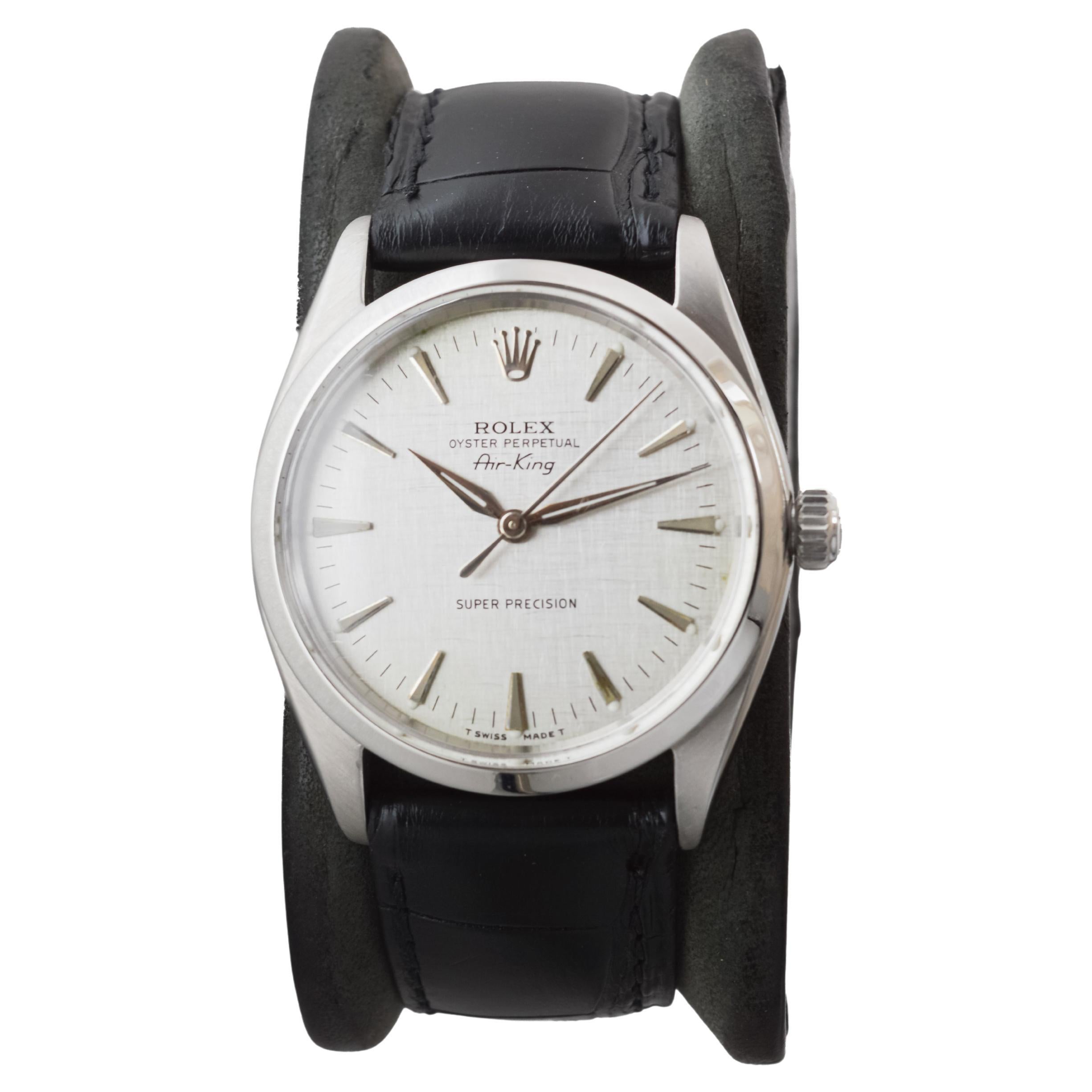 Rolex Air King Rare cadran horizontal avec aiguilles dauphines d'origine 1964 Excellent état - En vente à Long Beach, CA