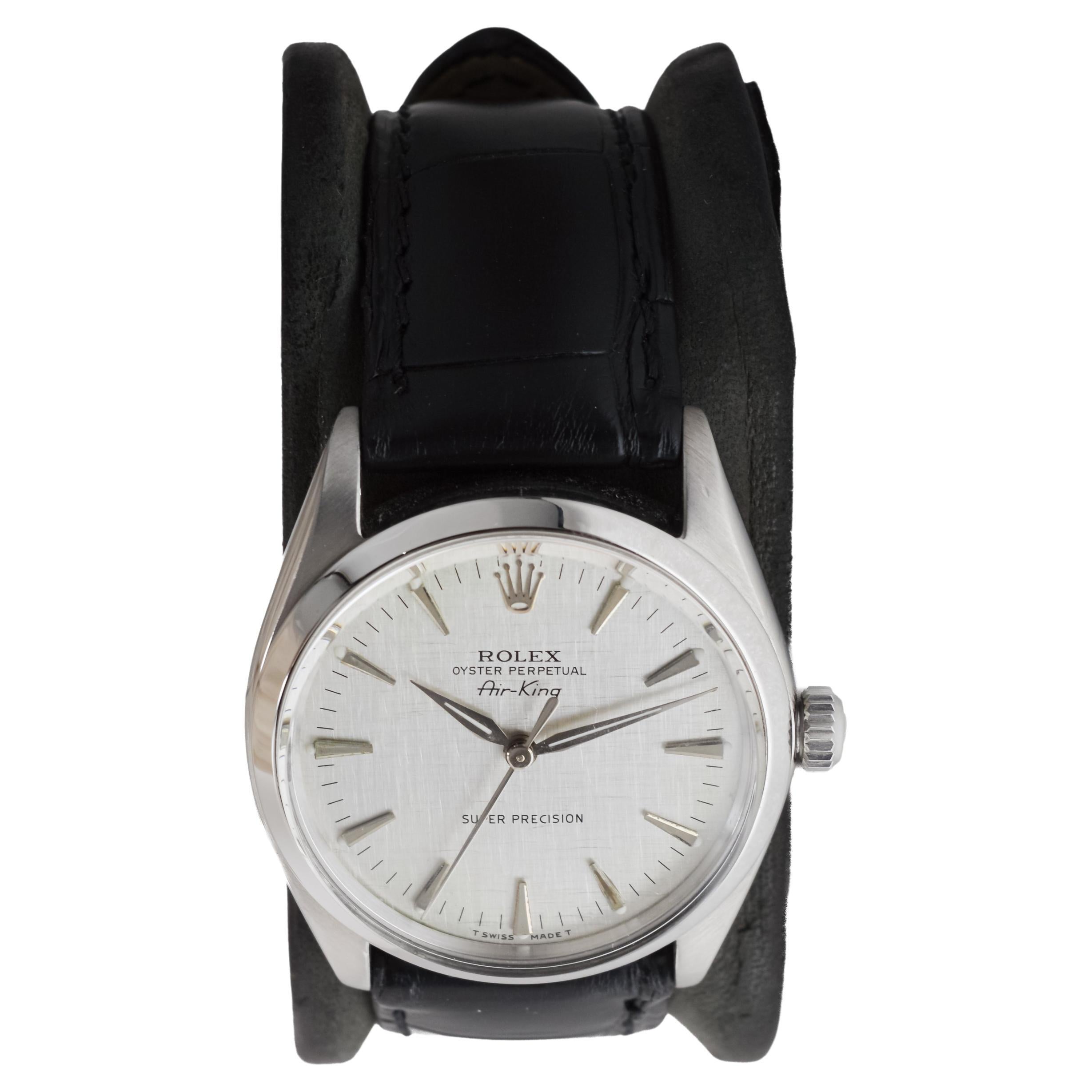 Rolex Air King Rare cadran horizontal avec aiguilles dauphines d'origine 1964 Unisexe en vente