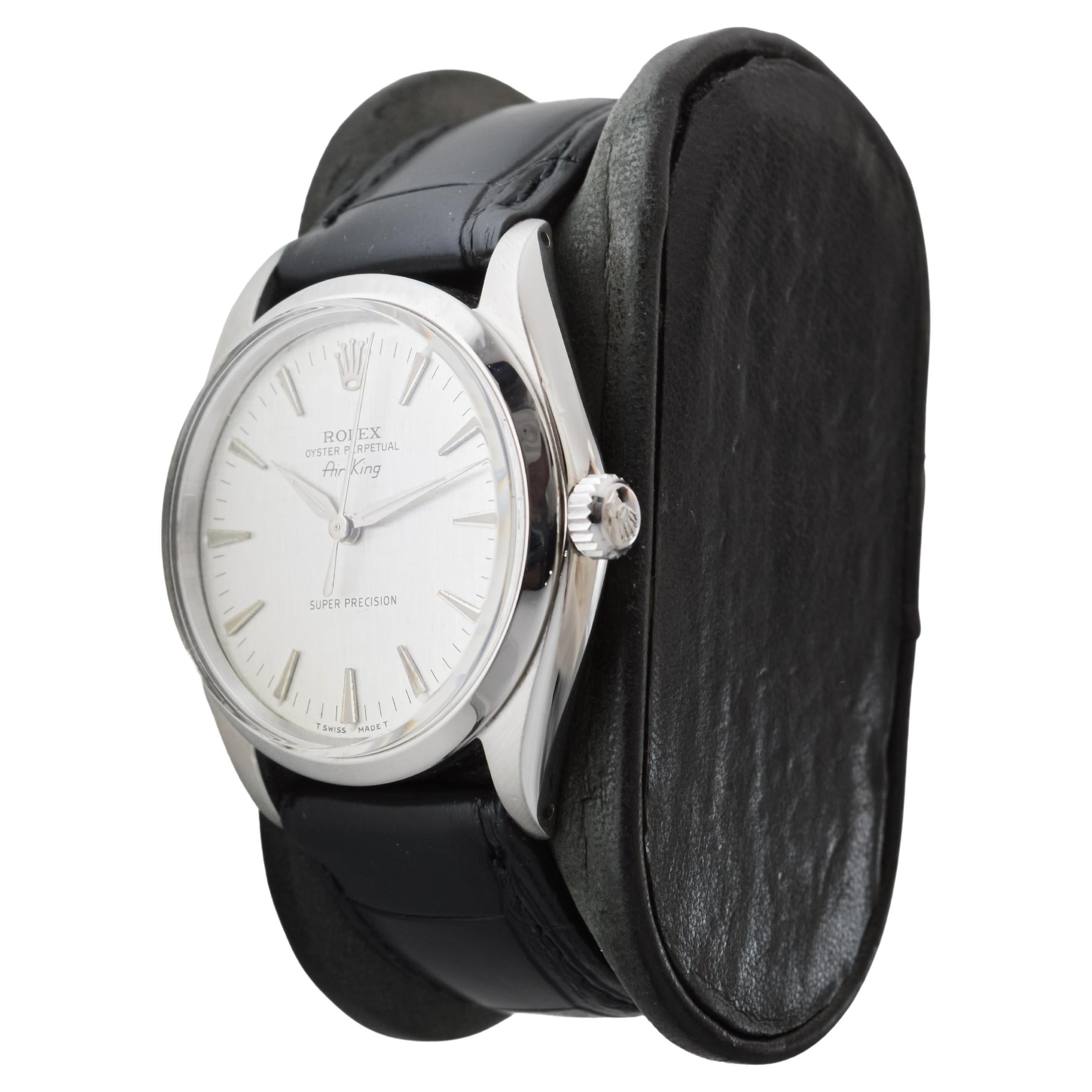 Rolex Air King Rare cadran horizontal avec aiguilles dauphines d'origine 1964 en vente 2