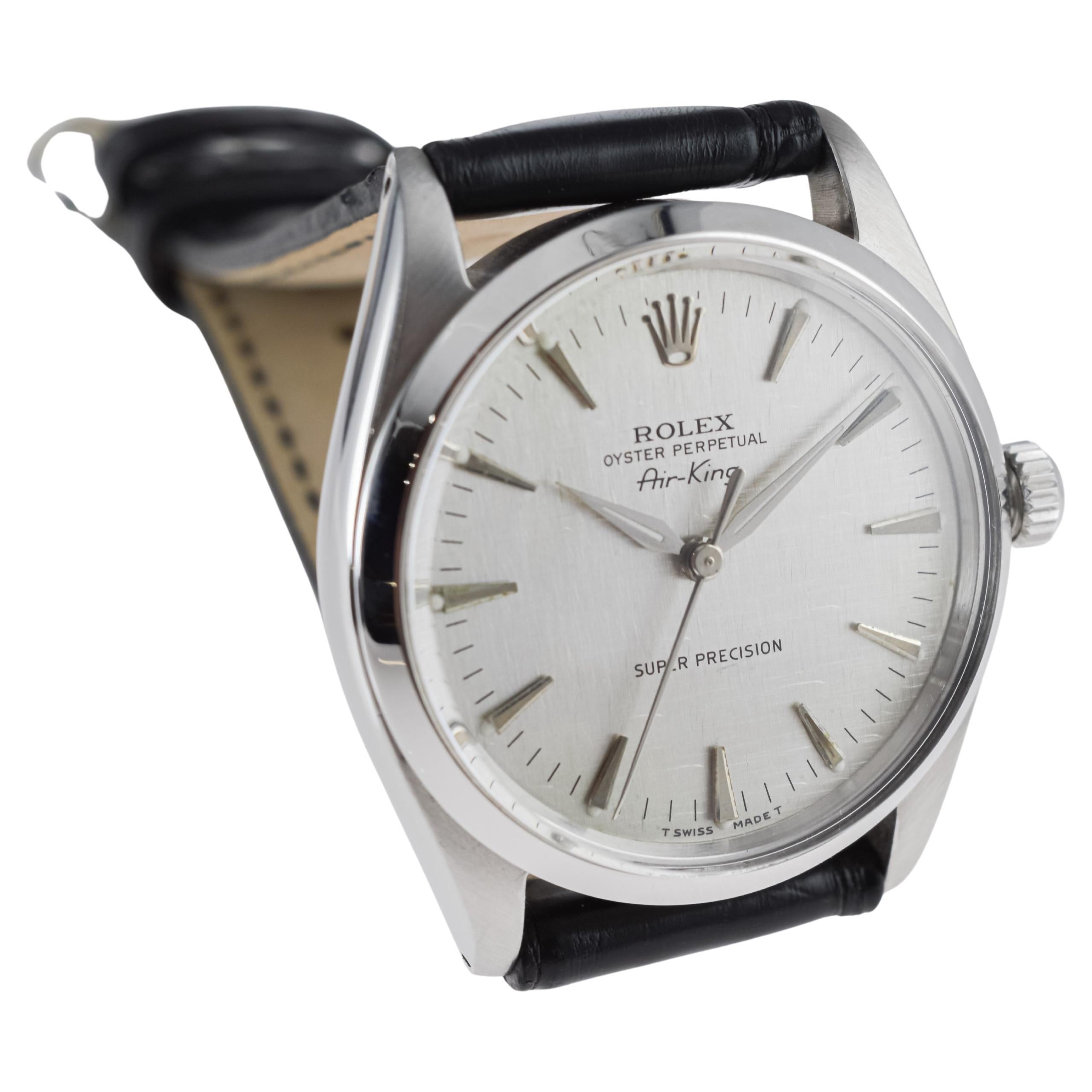 Rolex Air King Rare cadran horizontal avec aiguilles dauphines d'origine 1964 en vente 3