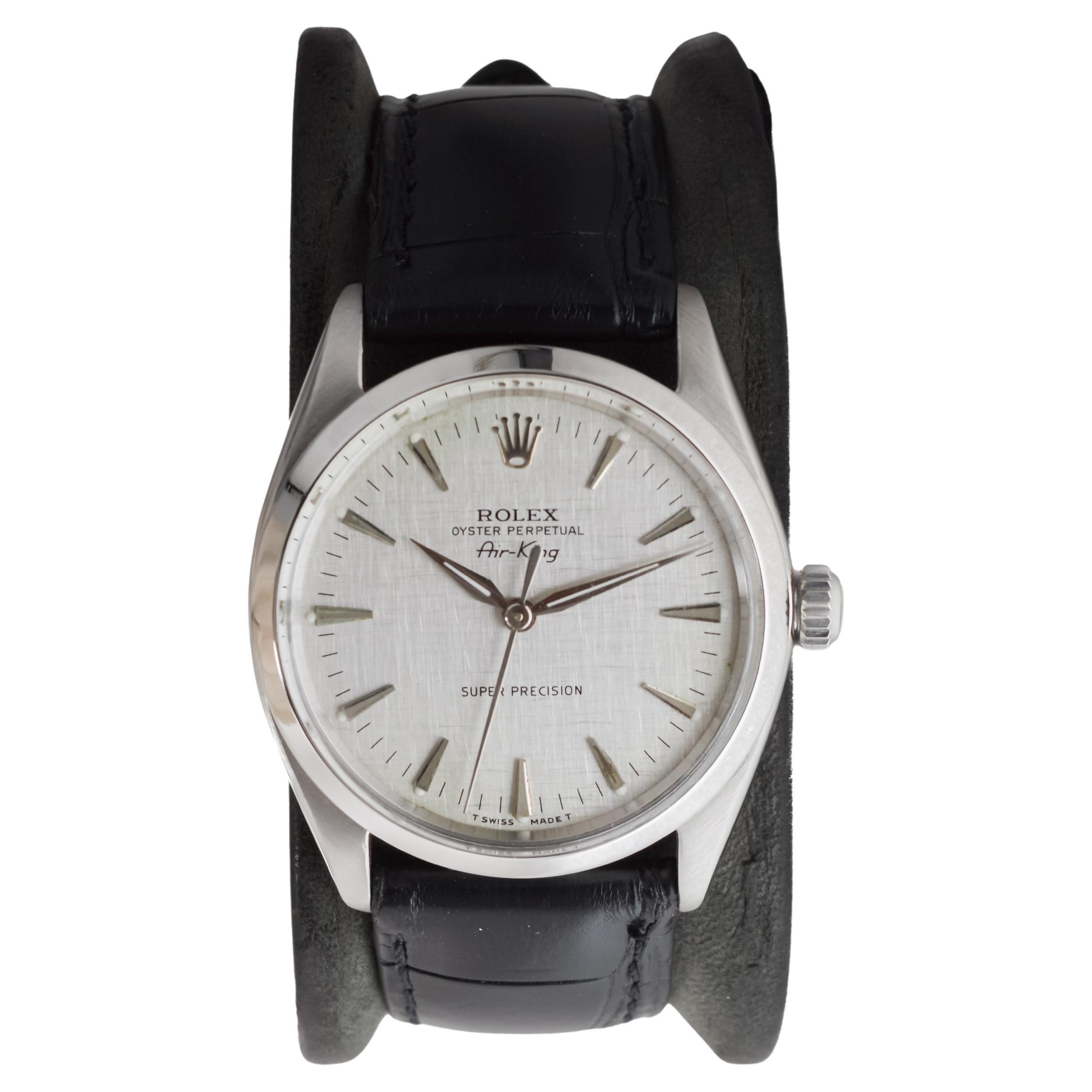 Rolex Air King Rare cadran horizontal avec aiguilles dauphines d'origine 1964 en vente