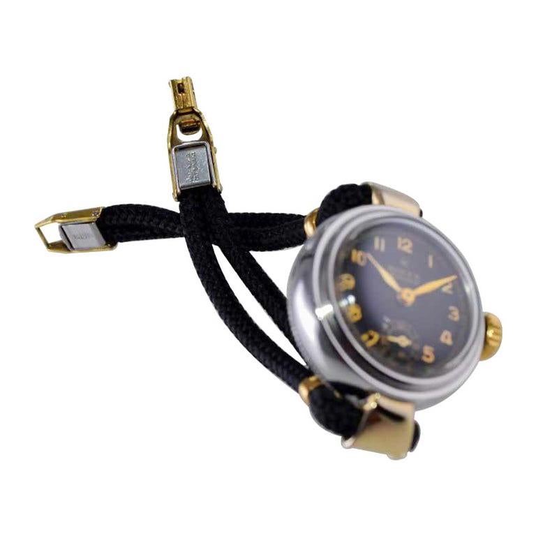 Rolex Steel and 14Kt. Gold Ladies Art Deco Cord Watch from 1945 / 46 For Sale 4