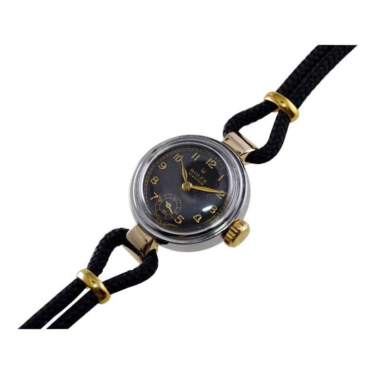 Rolex Steel and Gold Ladies Art Deco Cord Watch from 1945