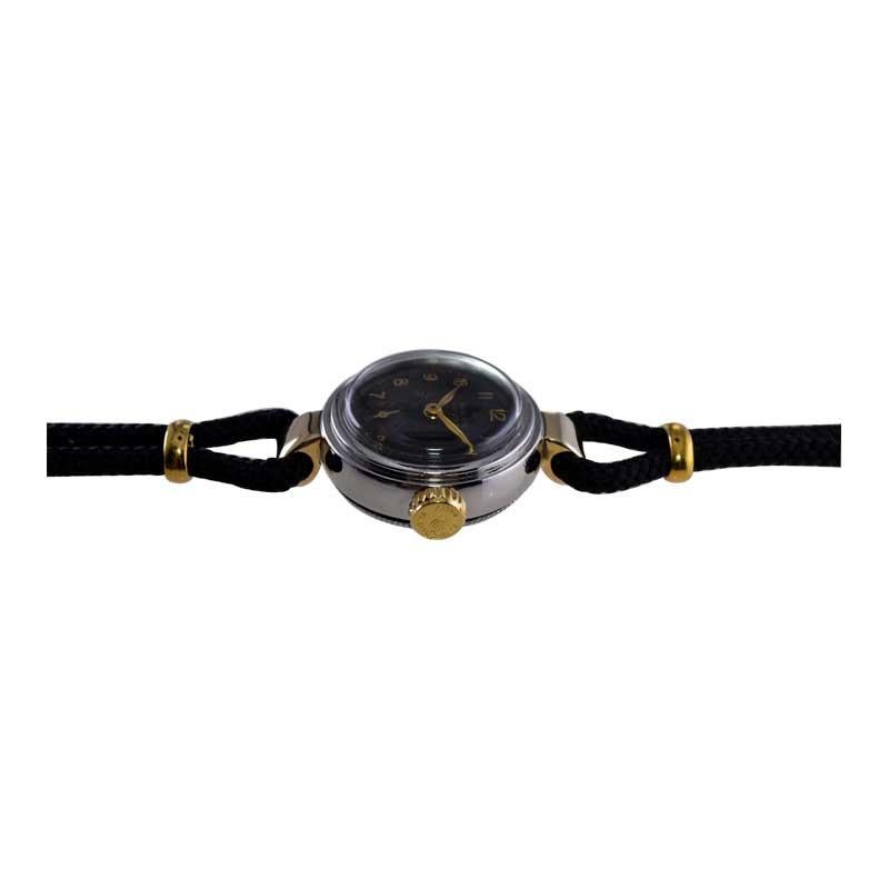 Rolex Steel and 14Kt. Gold Ladies Art Deco Cord Watch from 1945 / 46 For Sale 7