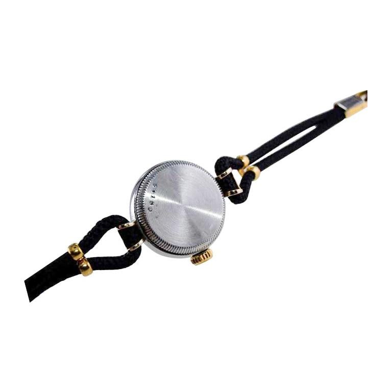 Women's Rolex Steel and 14Kt. Gold Ladies Art Deco Cord Watch from 1945 / 46 For Sale