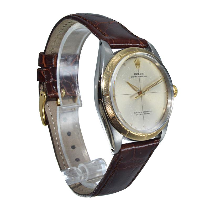 Rolex Steel and 14kt Gold Rare Zephyr Model with Original Dial from 1967 or 1968 4