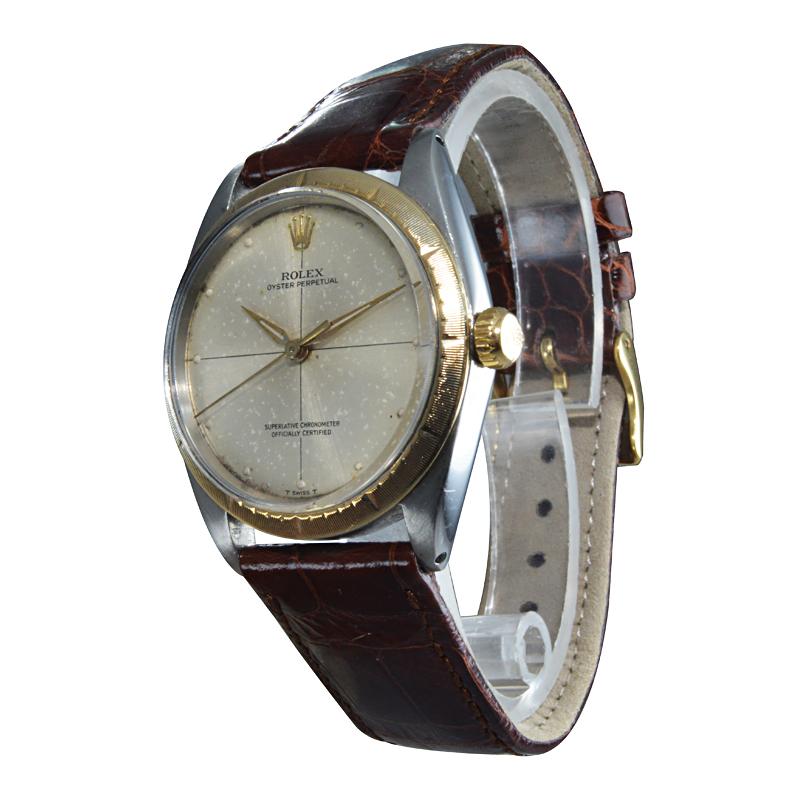 Rolex Steel and 14kt Gold Rare Zephyr Model with Original Dial from 1967 or 1968 In Excellent Condition In Long Beach, CA