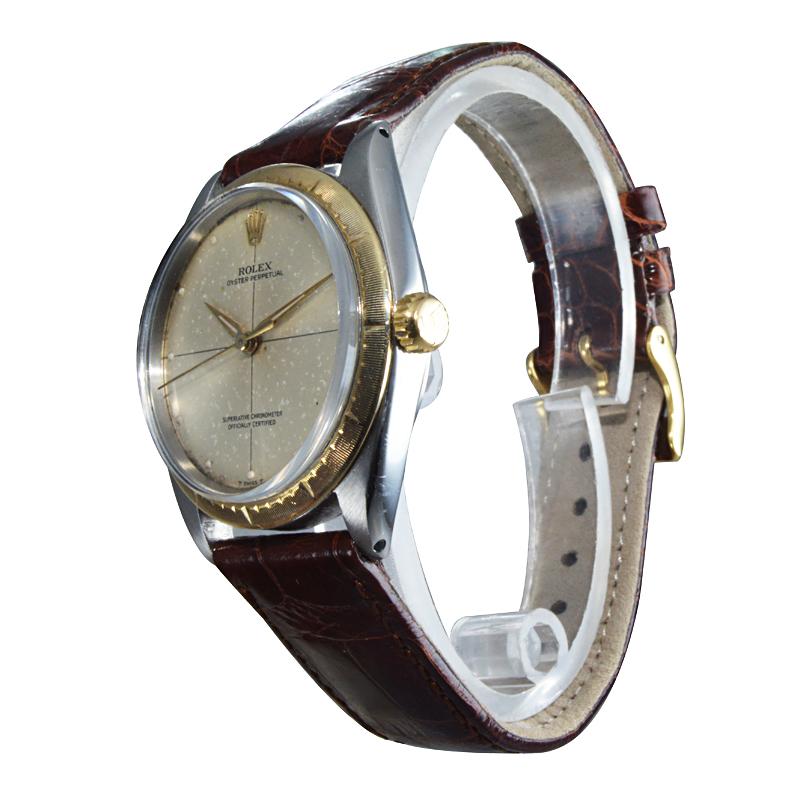 Women's or Men's Rolex Steel and 14kt Gold Rare Zephyr Model with Original Dial from 1967 or 1968