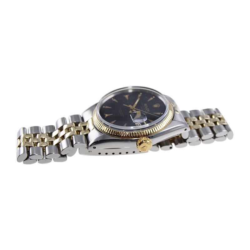 Rolex en acier et 14Kt. Oyster Perpetual Date avec bracelet d'origine. circa 1950s en vente 1