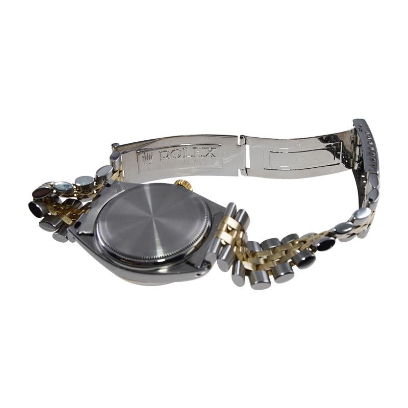 Rolex en acier et 14Kt. Oyster Perpetual Date avec bracelet d'origine. circa 1950s en vente 3