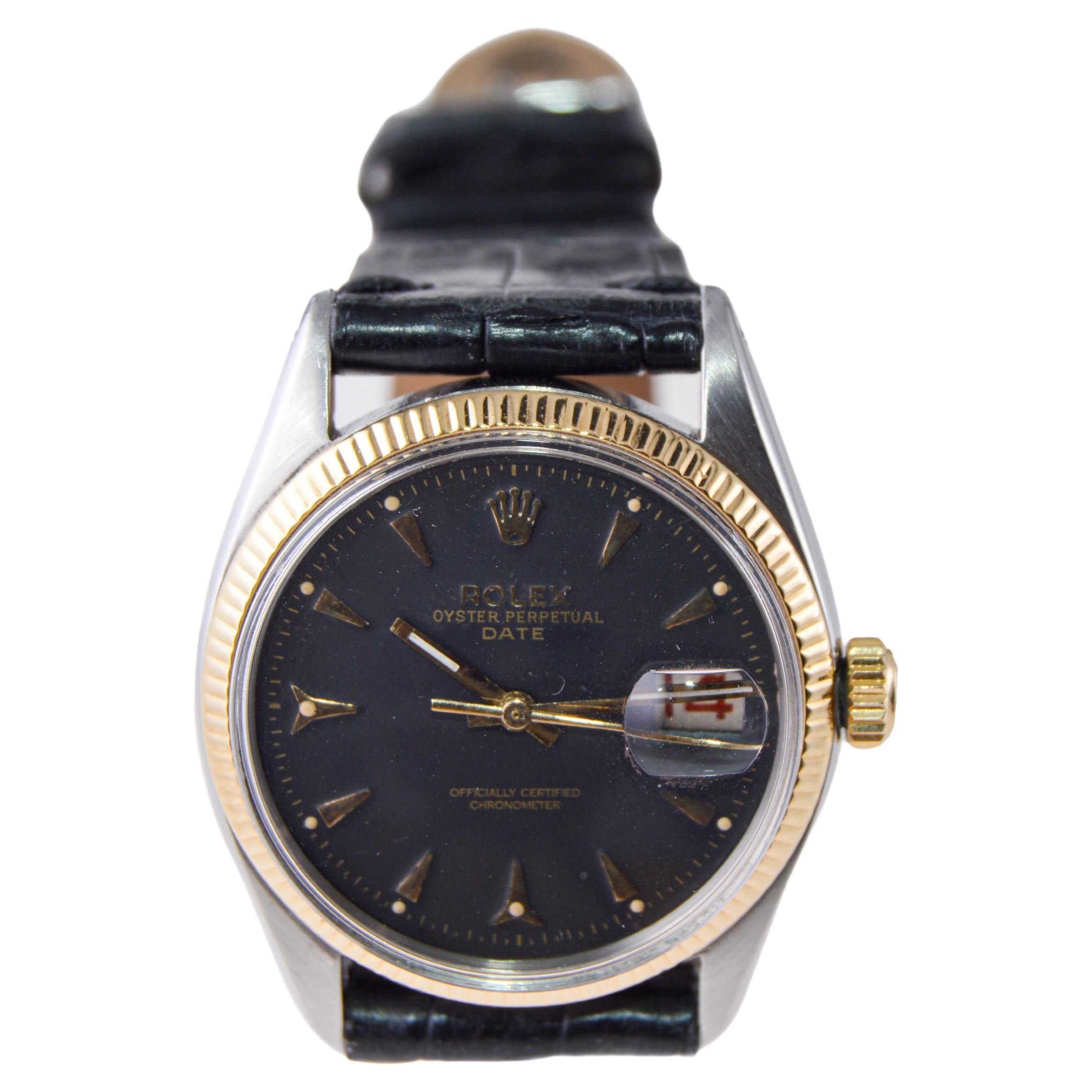 Rolex Steel and 14Kt. Oyster Perpetual Date from 1953 or 54 For Sale 2