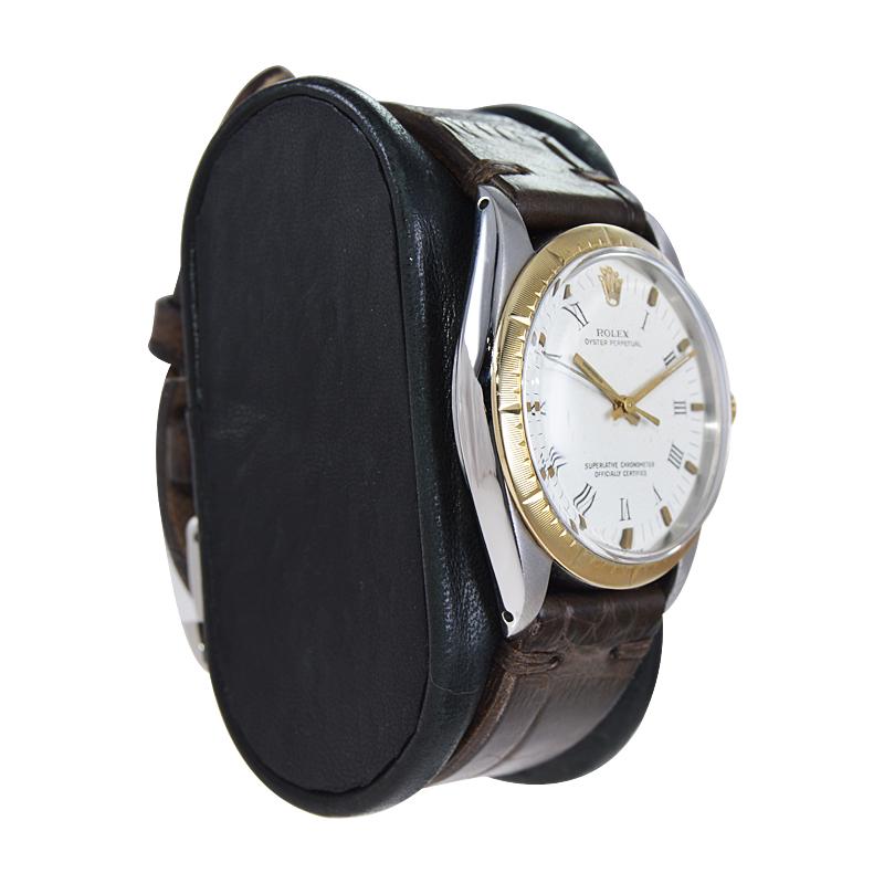 Rolex Acero y 14Kt. Oyster Perpetual de oro macizo con esfera original Mediados de los 60 Moderno en venta