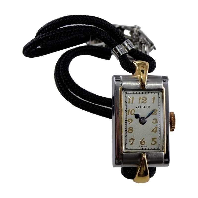 Rolex Damenuhr aus Stahl und Gold im Art-déco-Stil, ca. 1920er Jahre (Art déco) im Angebot