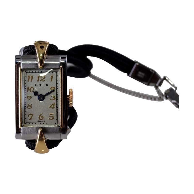 Rolex Damenuhr aus Stahl und Gold im Art-déco-Stil, ca. 1920er Jahre im Angebot 1