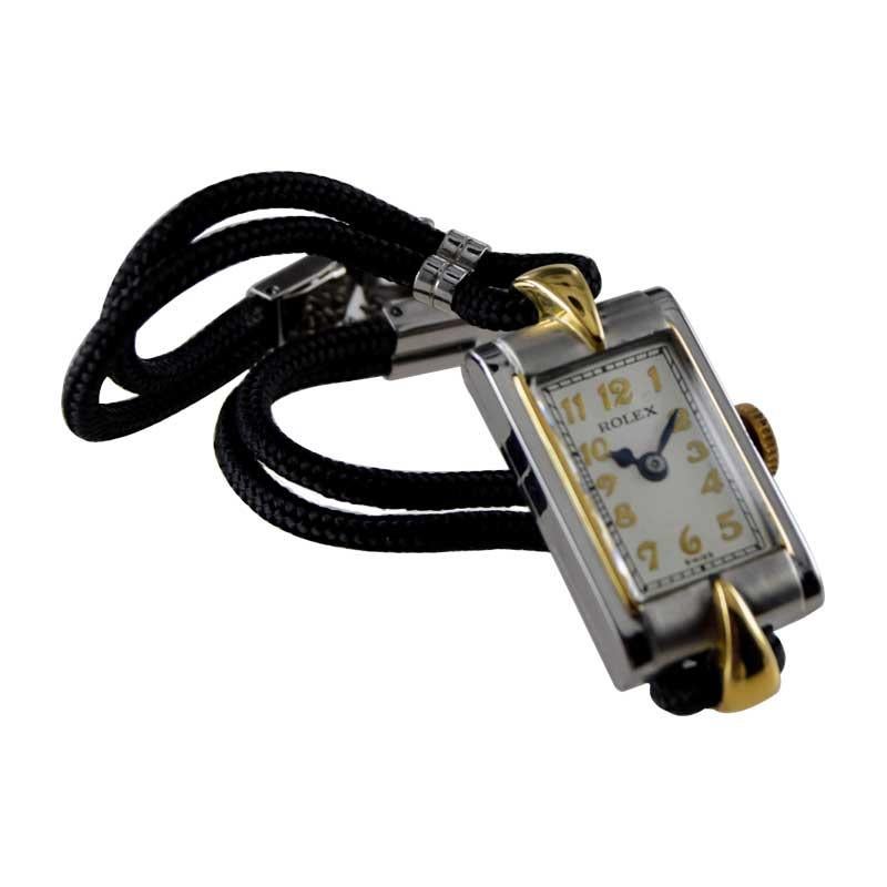 Rolex Damenuhr aus Stahl und Gold im Art-déco-Stil, ca. 1920er Jahre im Angebot 3