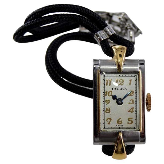 Rolex Steel and Gold Art Deco Ladies Watch, circa 1920's For Sale