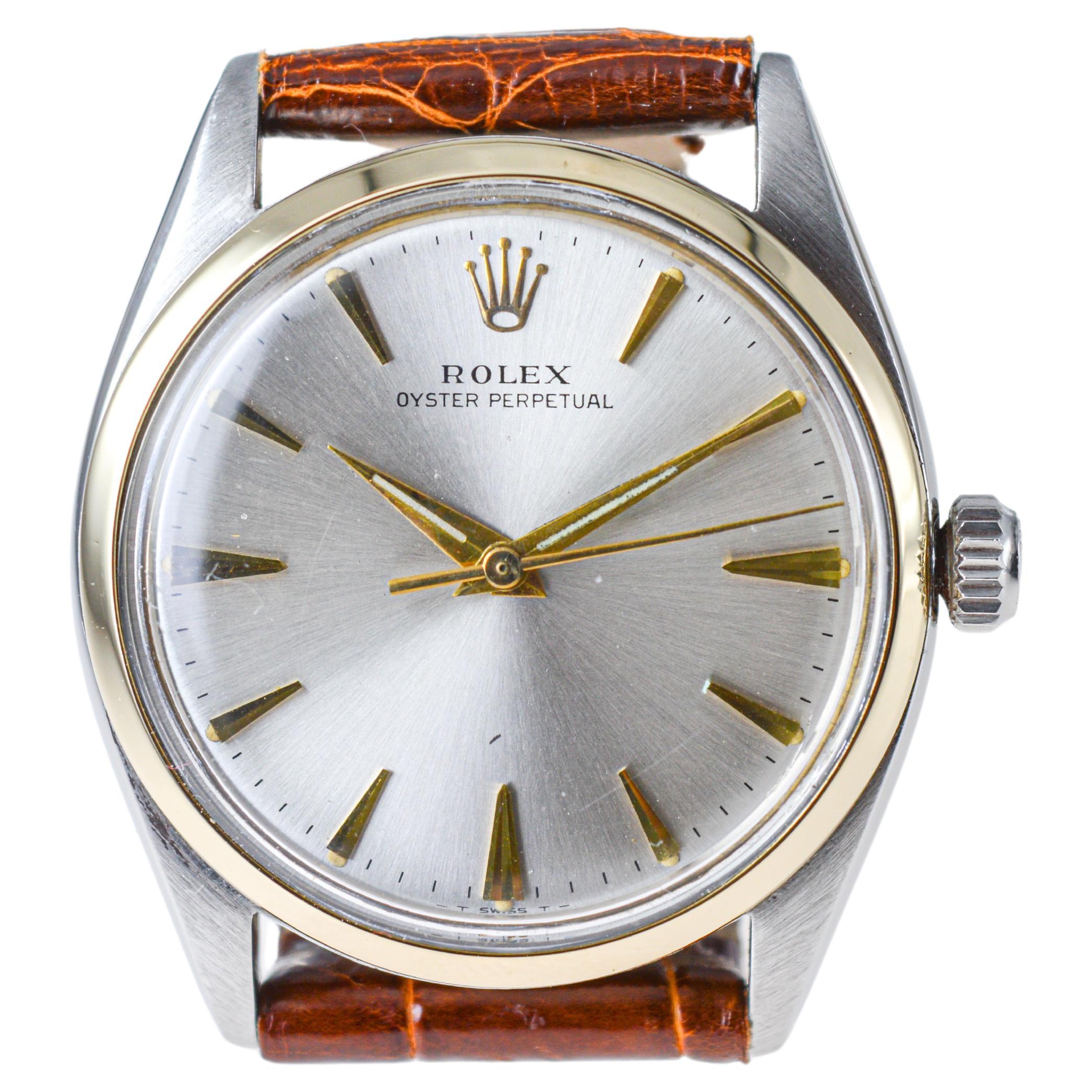 Rolex Steel and Gold Oyster Perpetual with Original Dial Rare Model circa, 1950s For Sale 6