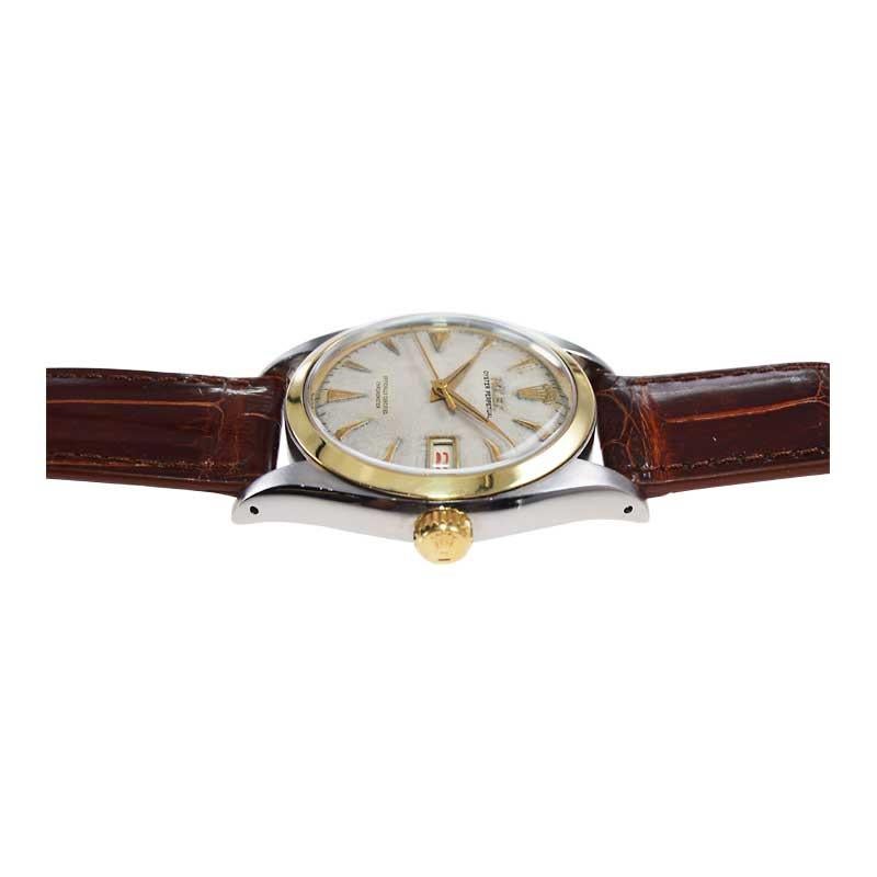 Women's or Men's Rolex Steel and Gold Perpetual from 1952 with an Original Dial, Hands and Crown