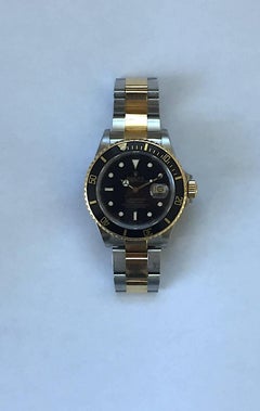 Rolex Steel and Gold Submariner Wristwatch, 1980s Box and Papers