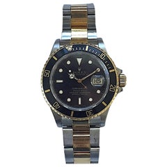 Rolex Steel and Gold Submariner Wristwatch, 1980s Box and Papers