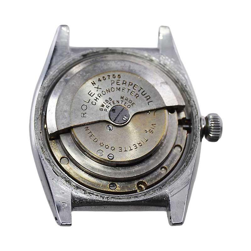 Rolex Montre « Bubble Back » en acier et or rose avec cadran d'origine rare de 1942 en vente 5