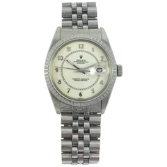 Rolex Steel and White Gold Boiler Gauge Datejust Watch with Papers, 1980s