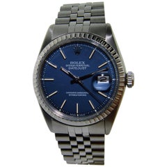 Retro Rolex Steel Blue Dial Datejust Watch from 1971 or 1972