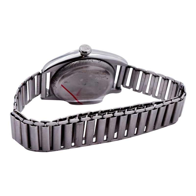 Rolex Steel Bubble Back with Romabic Dial 1940's with Original Ladder Bracelet 3