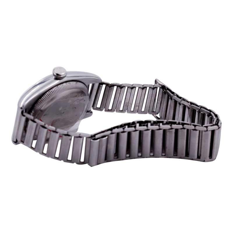 Rolex Steel Bubble Back with Romabic Dial 1940's with Original Ladder Bracelet 4