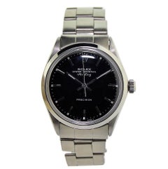 Rolex Steel Classic Air King with Rare Black Dial, circa 1968