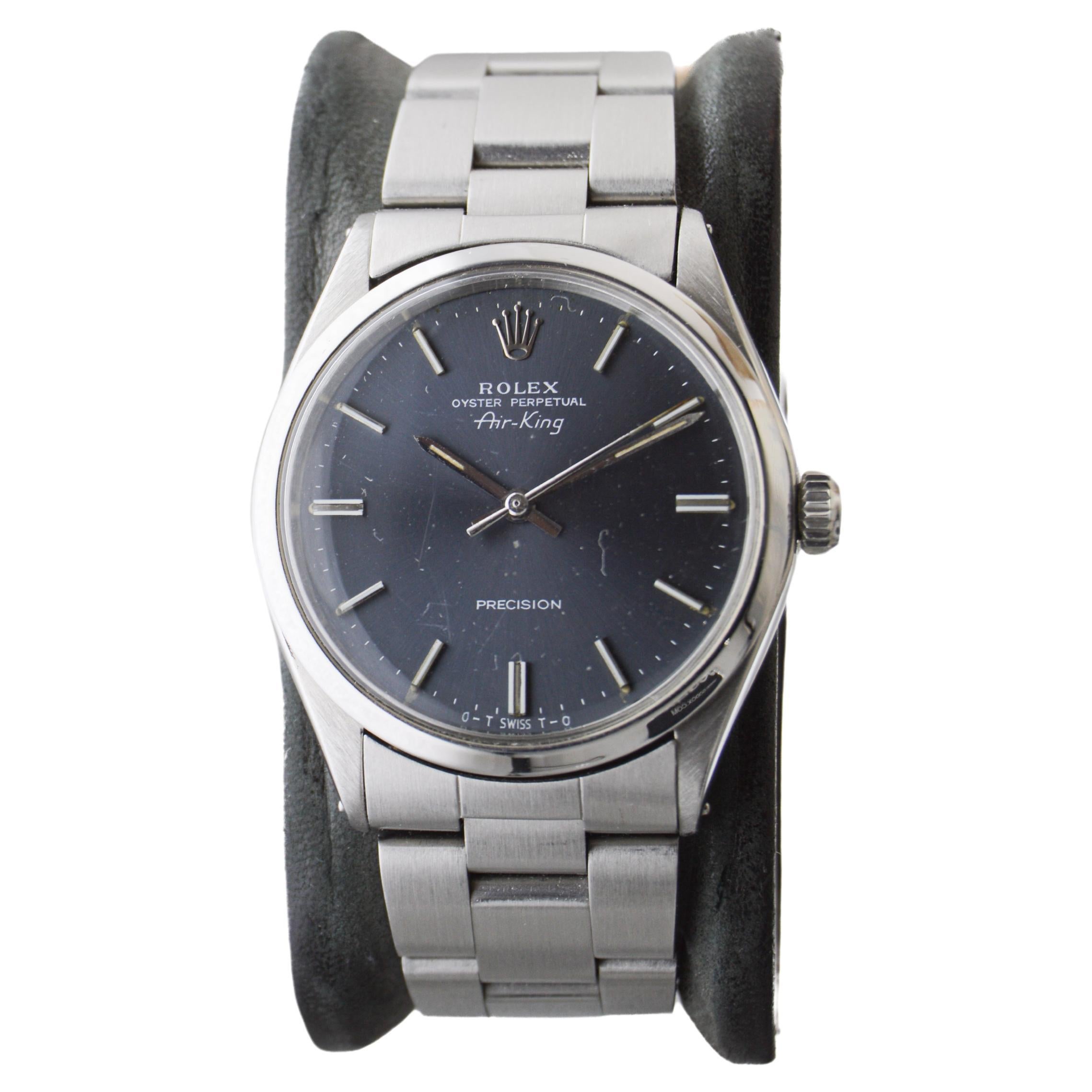 Rolex Steel Classic Air King avec cadran rare et bracelet d'origine circa, 1970's en vente 1