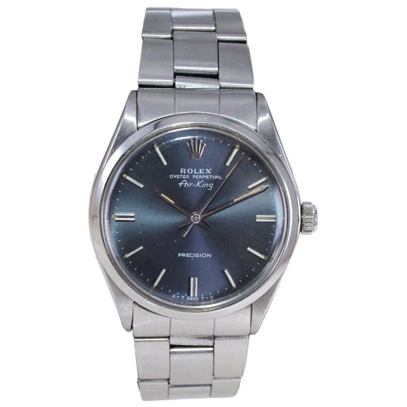 Rolex Montre Air King classique en acier avec cadran rare et bracelet d
origine, début des années 1970