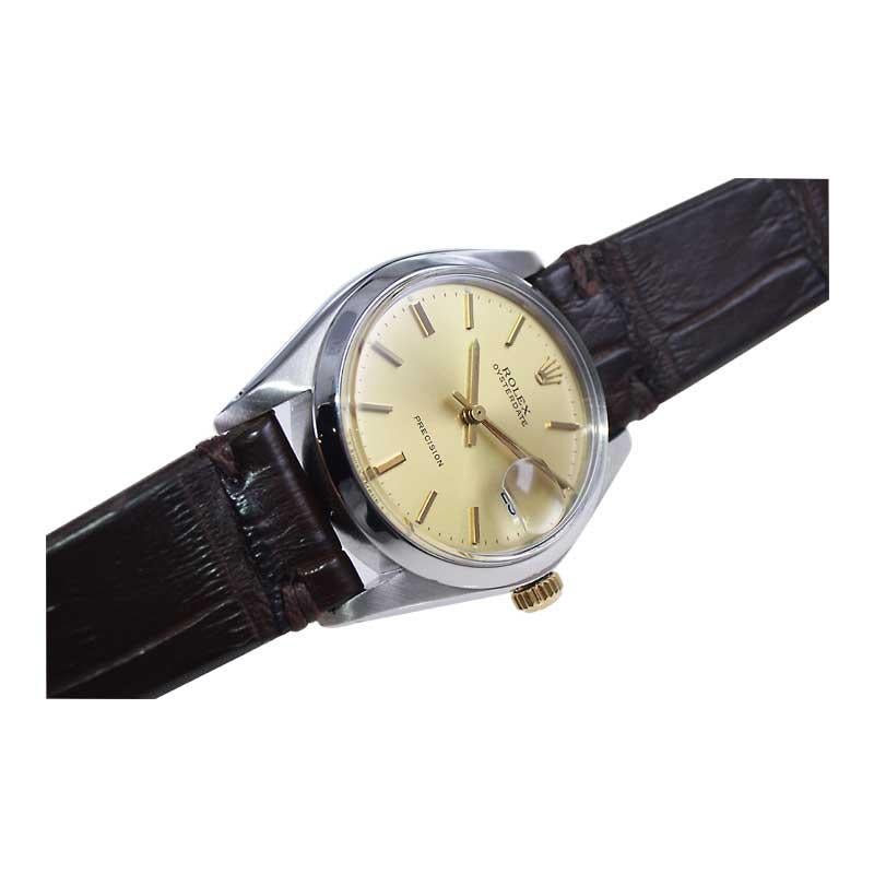 Modern Rolex Stainless Steel Classic Oysterdate with Original Dial, circa Late 1960's For Sale