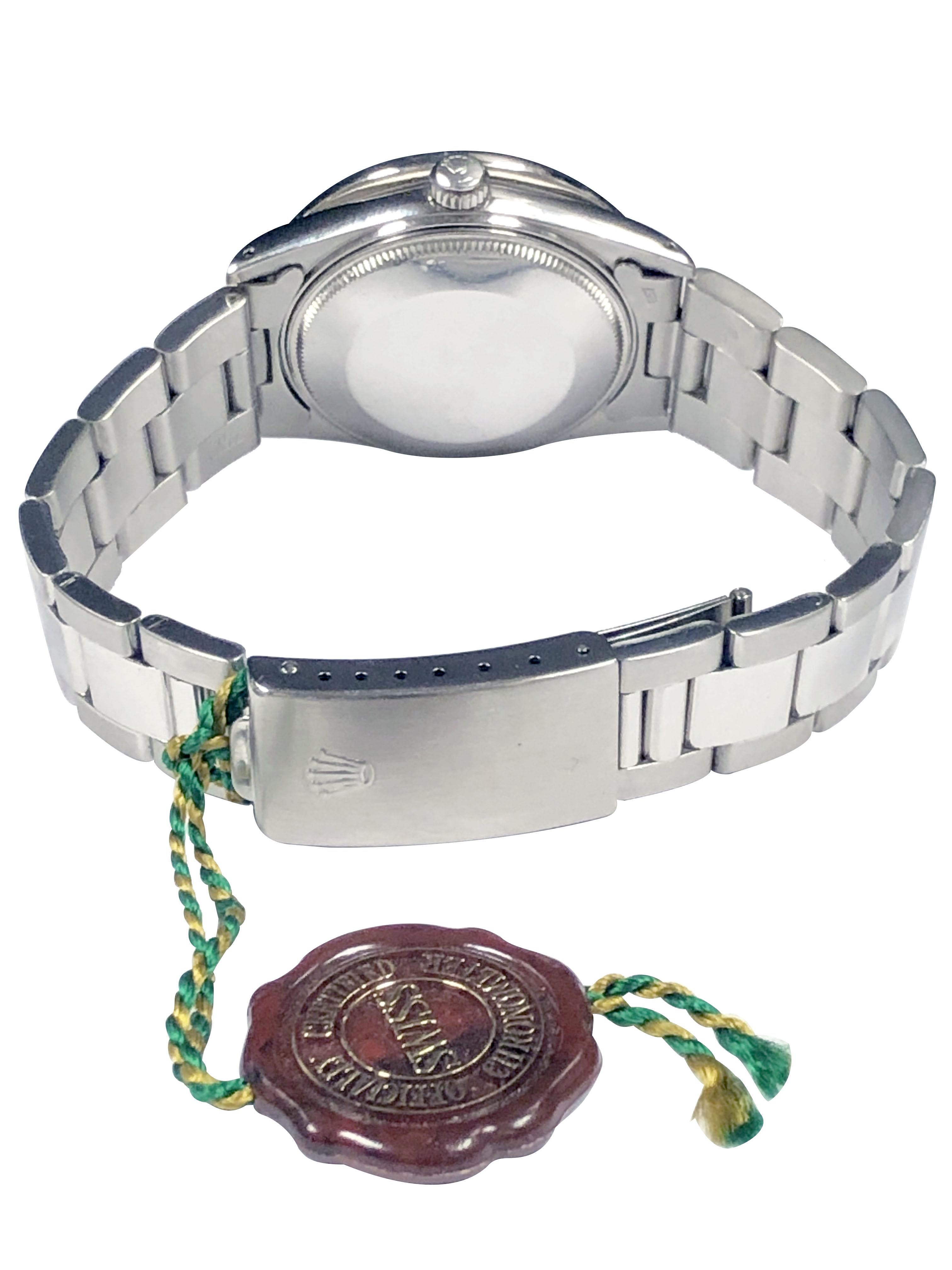 Rolex Montre-bracelet automatique Date modèle en acier avec lunette en diamant Excellent état - En vente à Chicago, IL