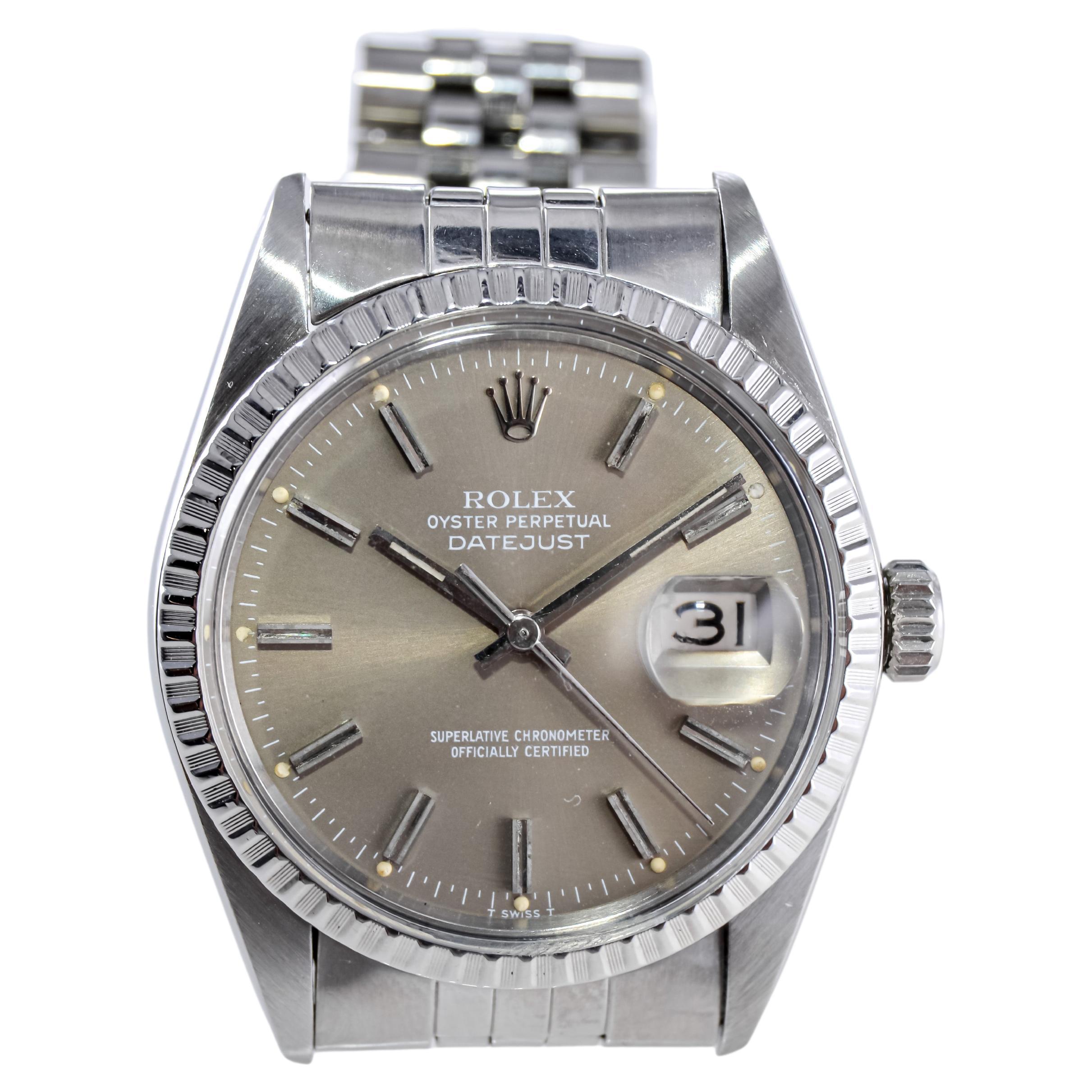 Modern Rolex Steel Datejust from 1970s with Rare, I.B.M. Presentation on the Back For Sale