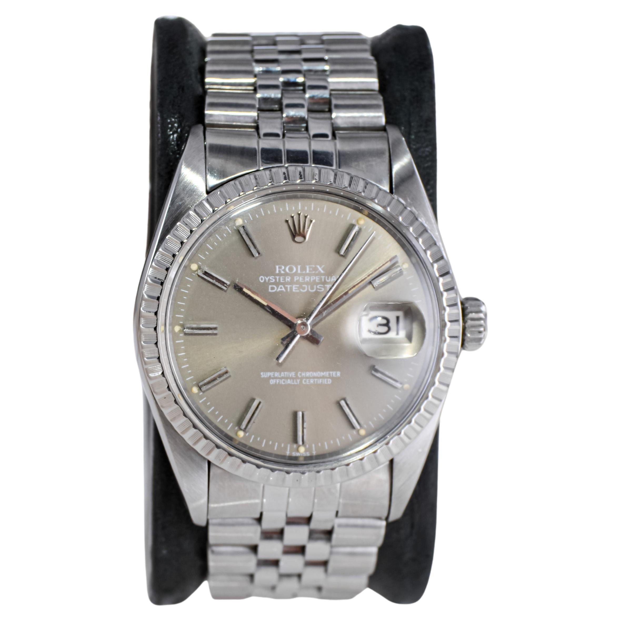 Rolex Steel Datejust from 1970s with Rare, I.B.M. Presentation on the Back For Sale