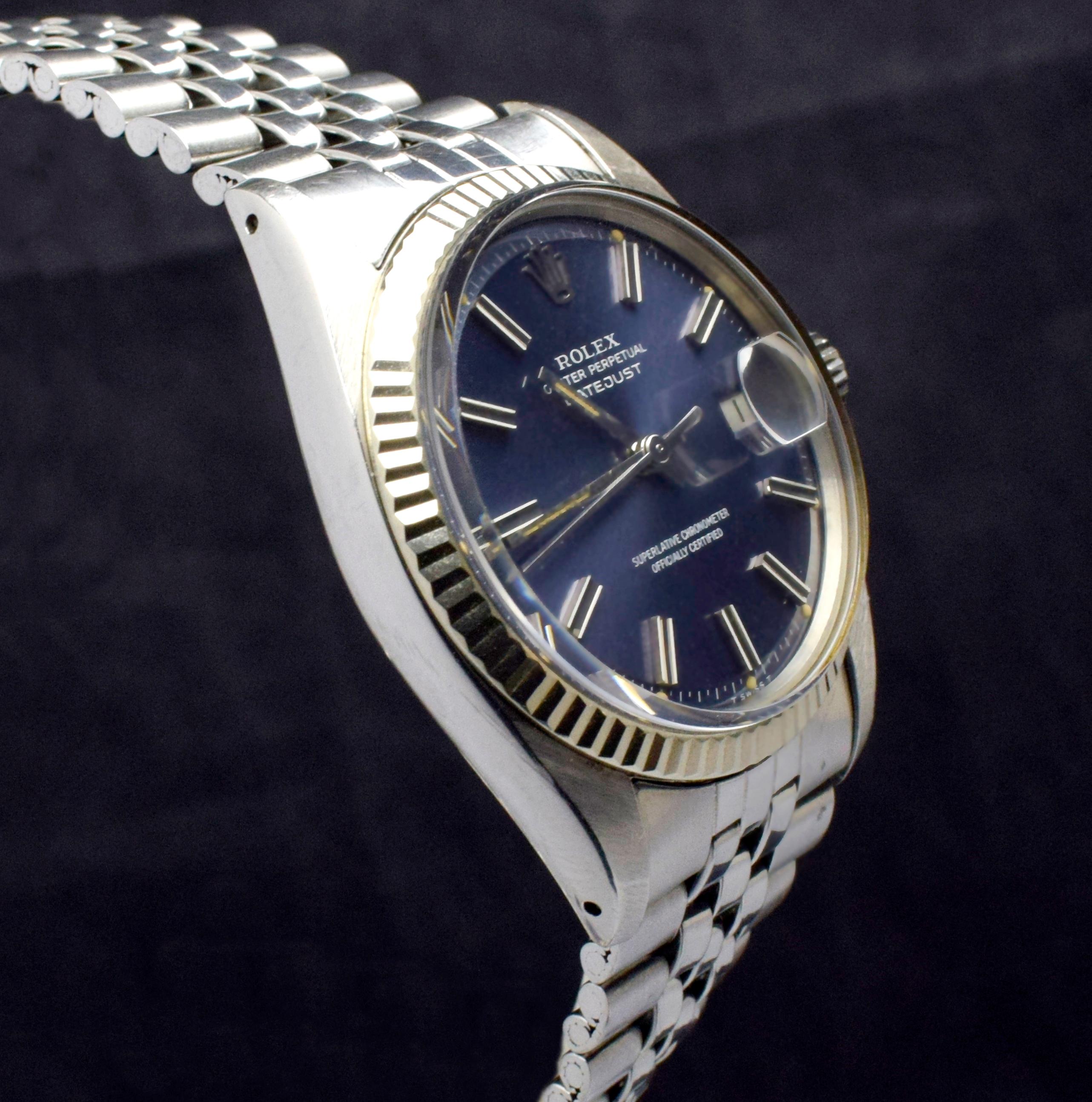 da uomo o donna Rolex Datejust in acciaio Quadrante blu viola 1601 Orologio automatico, 1972