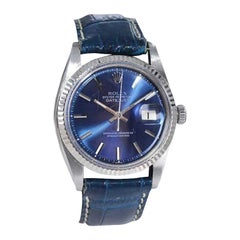 rolex datejust Retro Rolex Steel Datejust with Classic Original Blue Dial from Early 1970
s