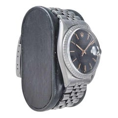 Rolex Steel Datejust with Custom Carbonized Finish Unusual Custom Dial, 1960's