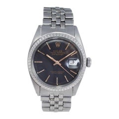 Rolex Steel Datejust with Custom Carbonized Finish Unusual Custom Dial, 1960's