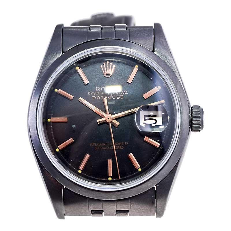 Rolex Steel Datejust with Custom Dial and Unique Charcoal Case, Late 1960's 1