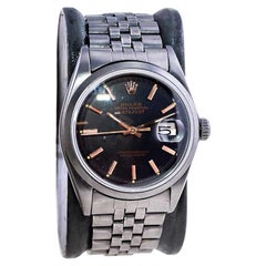 Vintage Rolex Steel Datejust with Custom Dial and Unique Charcoal Case, Late 1960's