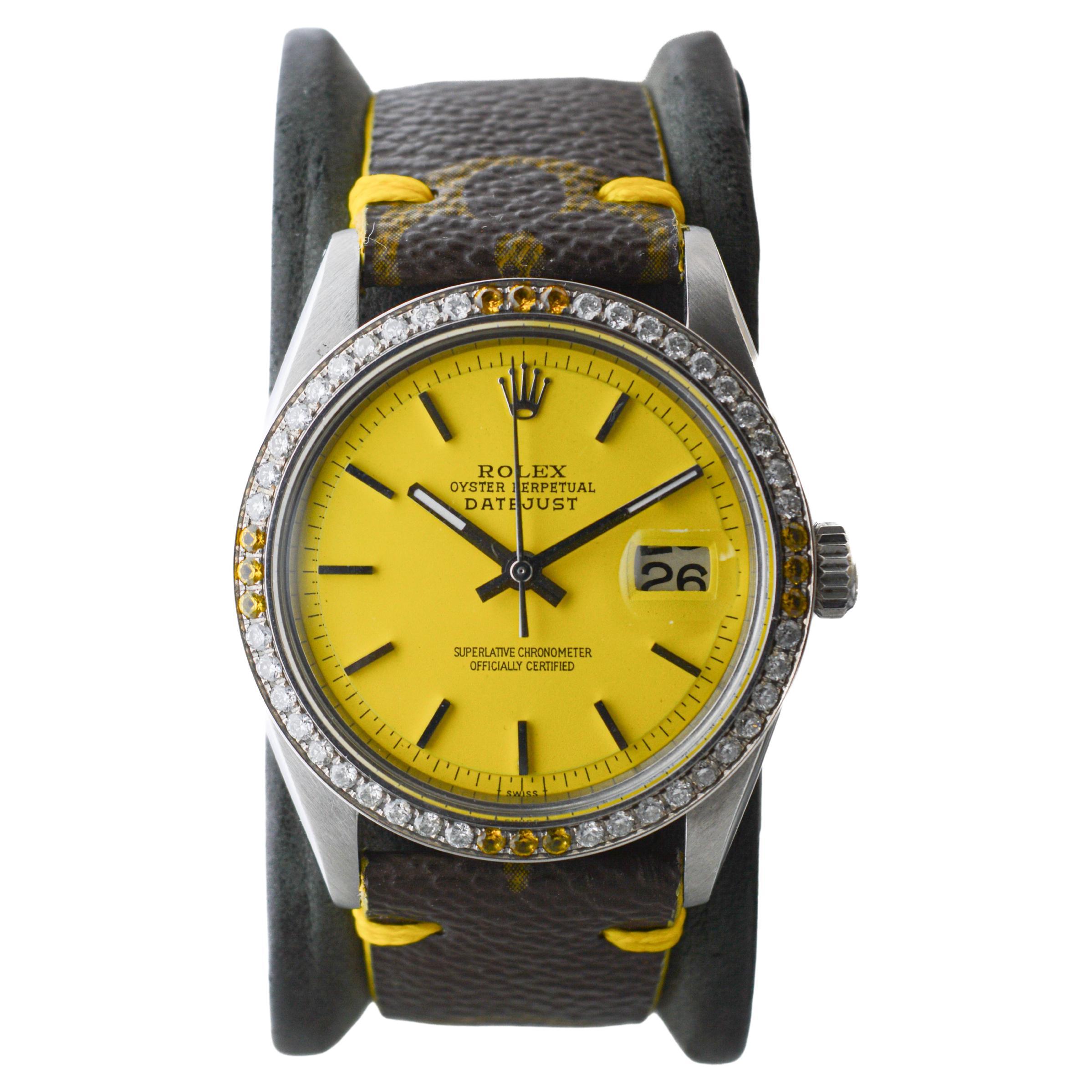 Rolex Steel Datejust with Custom Dial, Bezel and Hand Made Vuitton Strap 1960's