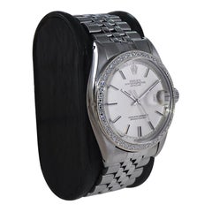 Rolex Steel Datejust with Custom Diamond Bezel and Original Dial from 1970's