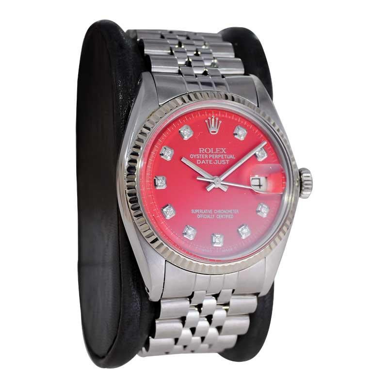 rolex 1601 rouge diamant cadran automatique datejust 36mm montre bijoux montres rolex