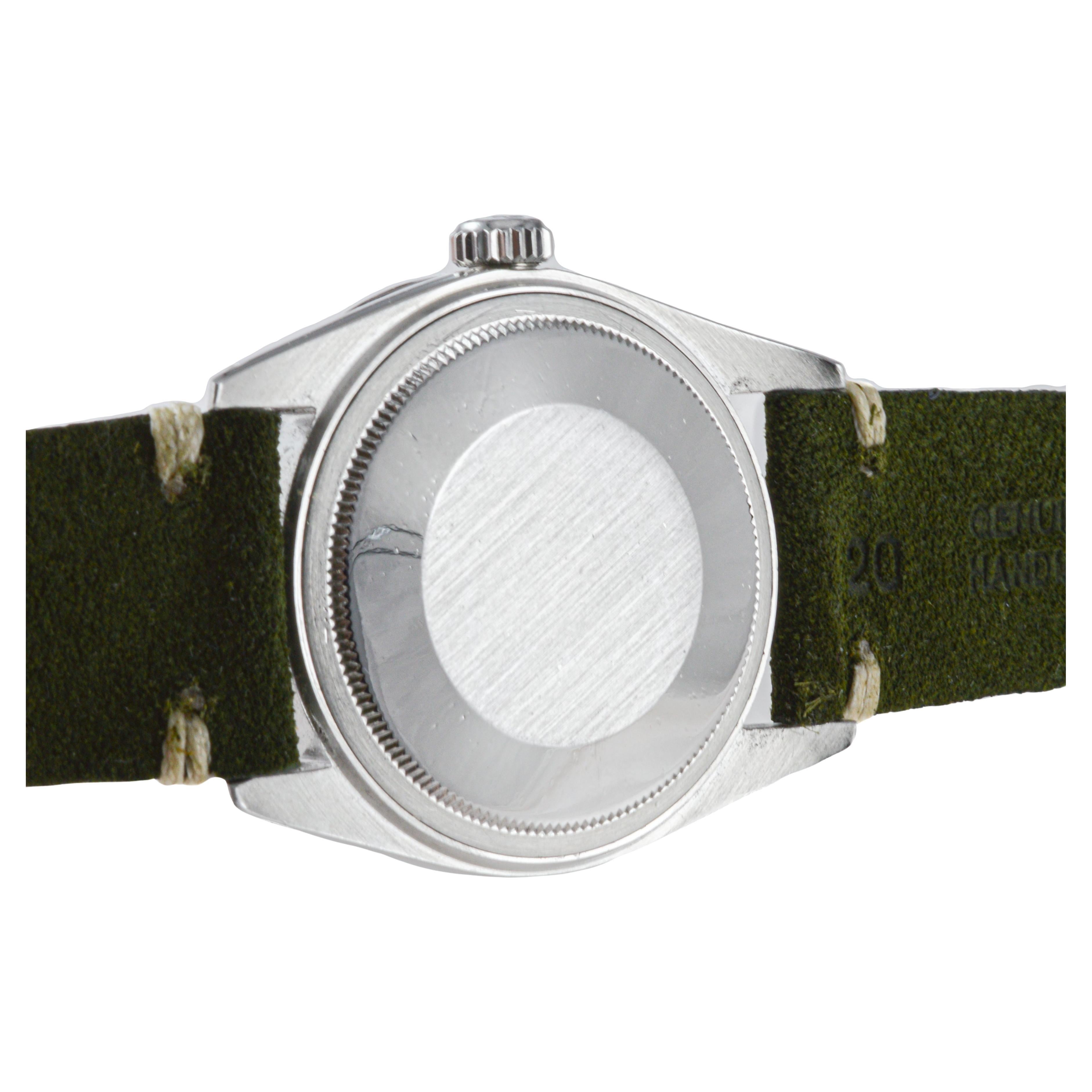 Rolex Steel Datejust with Custom Green Dial and Diamond Bezel circa, 1970's For Sale 5