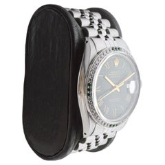Rolex Steel Datejust with Custom Green Dial and Diamond Bezel circa, 1970's