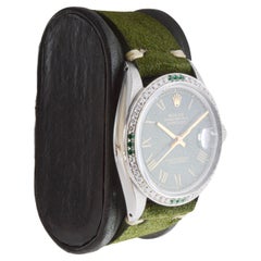 Rolex Steel Datejust with Custom Green Dial and Diamond Bezel circa, 1970's