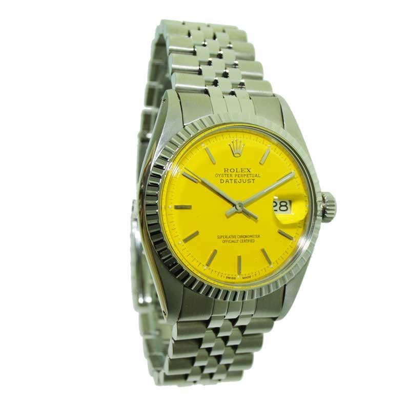 Modern Rolex Steel Datejust with Custom Made Dial and Original Bracelet, circa 1970s For Sale