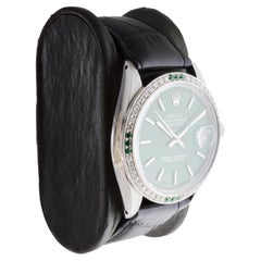 Rolex Steel Datejust With Custom Made Green Dial and Diamond Bezel circa 1970's